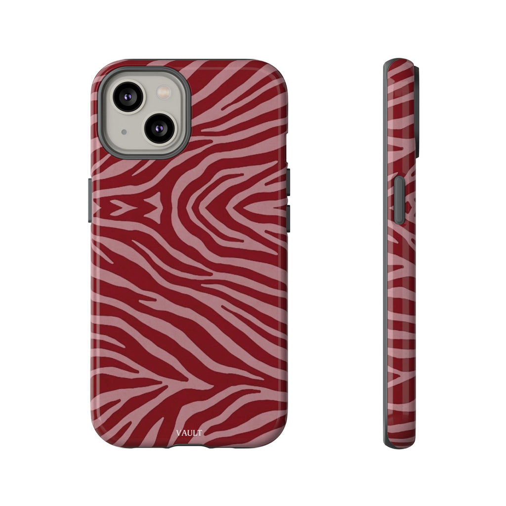 Cover robusta per telefono con stampa zebrata rossa