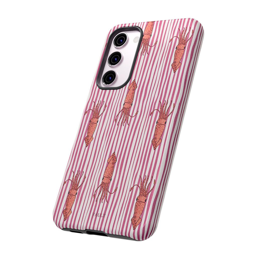 Cover per telefono con striscia di calamaro — Fantasia rosa di creature marine