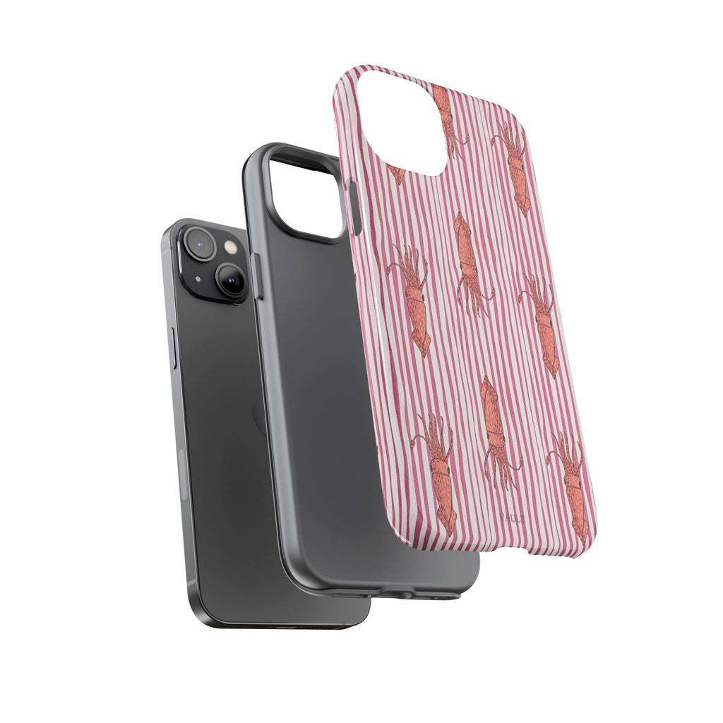 Cover per telefono con striscia di calamaro — Fantasia rosa di creature marine