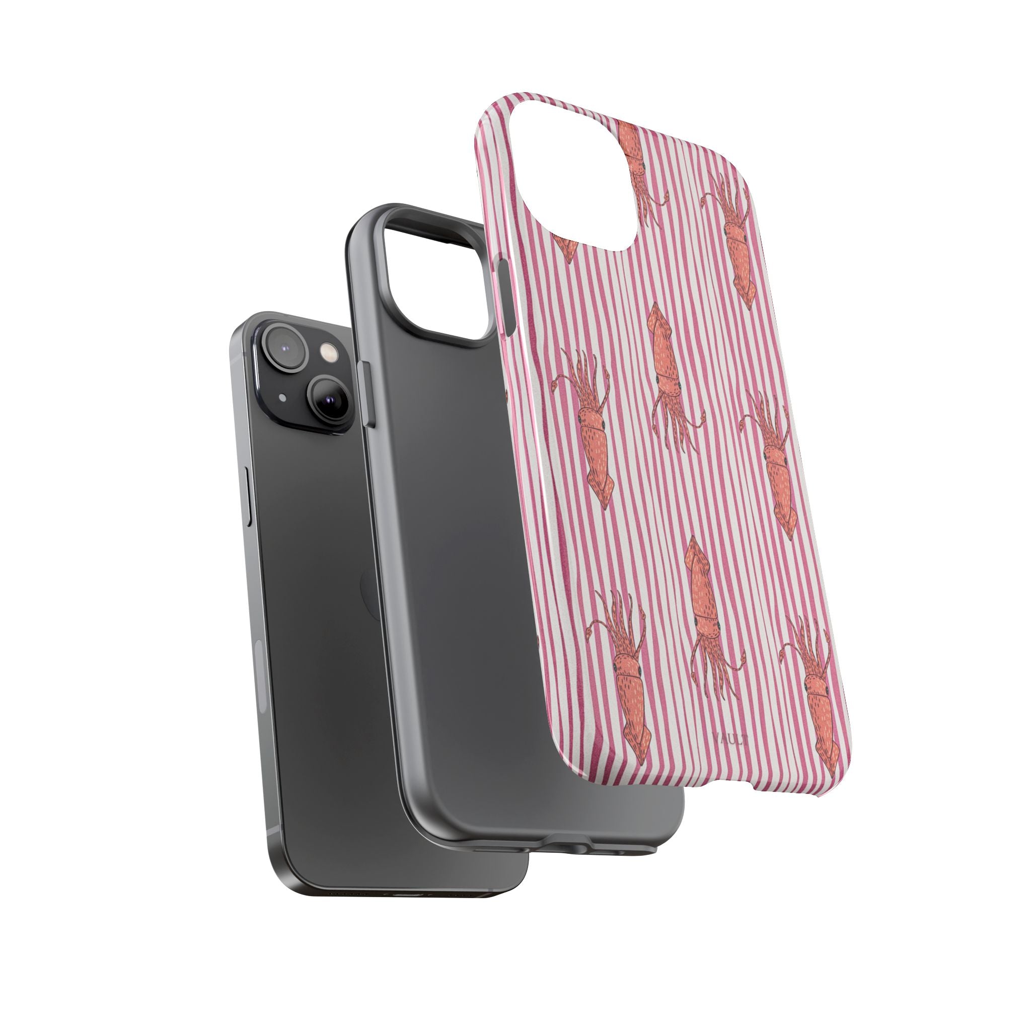 Cover per telefono con striscia di calamaro — Fantasia rosa di creature marine