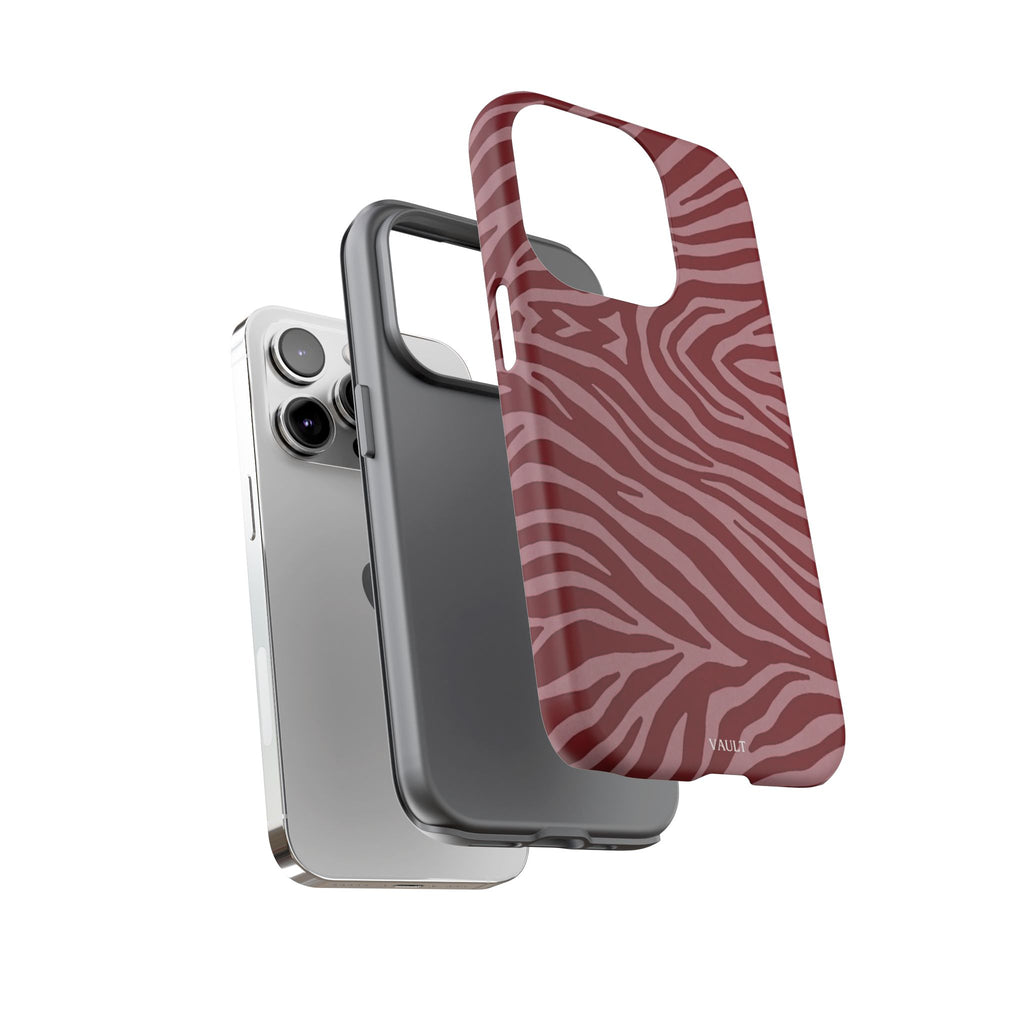 Cover robusta per telefono con stampa zebrata rossa
