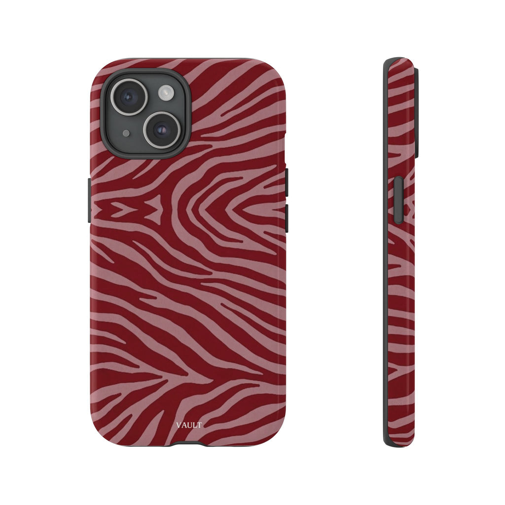 Cover robusta per telefono con stampa zebrata rossa