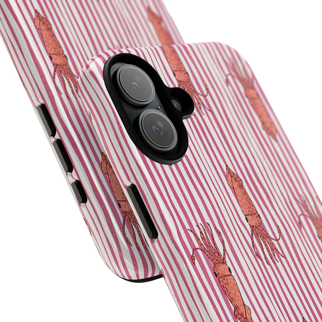 Cover per telefono con striscia di calamaro — Fantasia rosa di creature marine