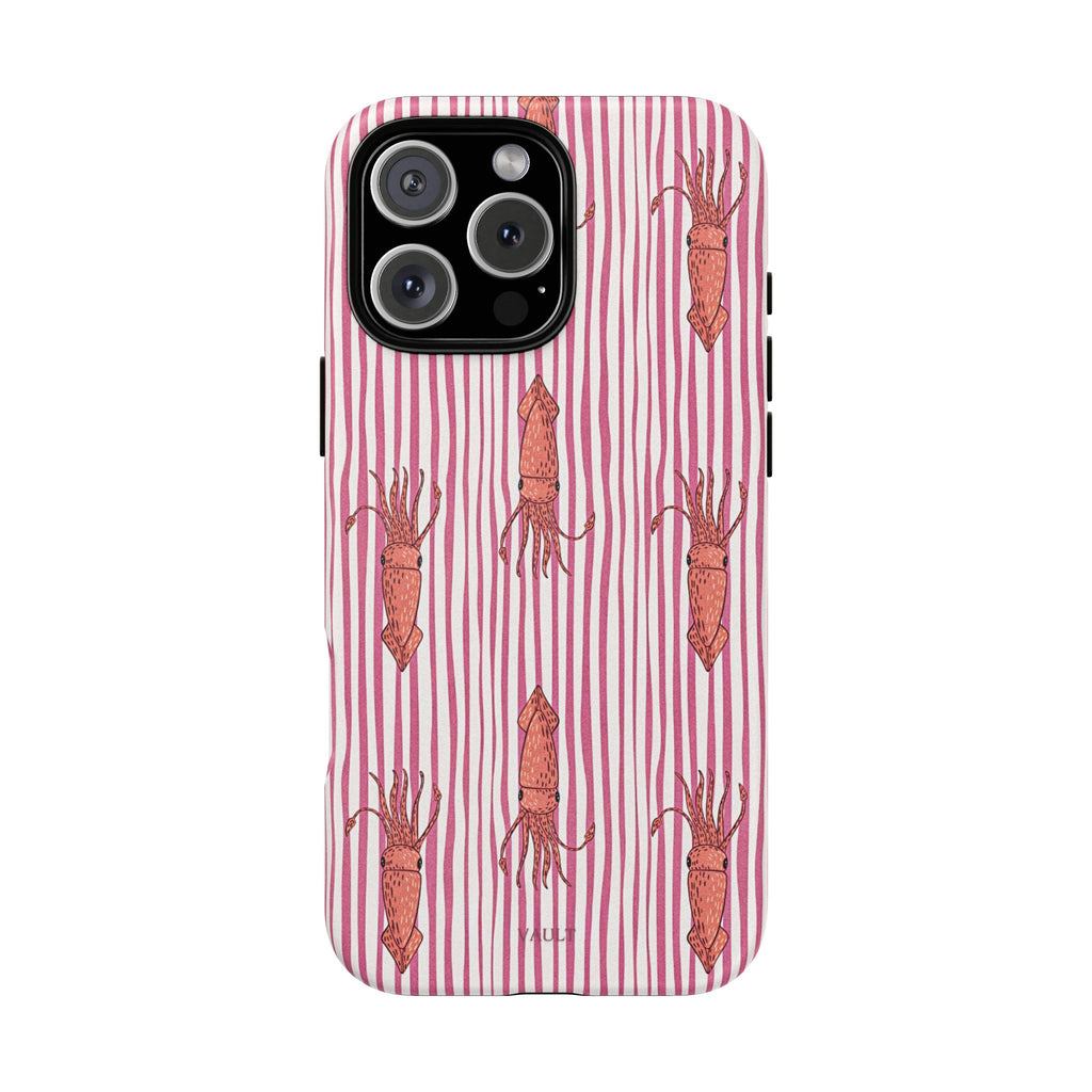 Cover per telefono con striscia di calamaro — Fantasia rosa di creature marine