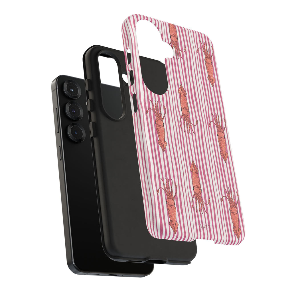 Cover per telefono con striscia di calamaro — Fantasia rosa di creature marine