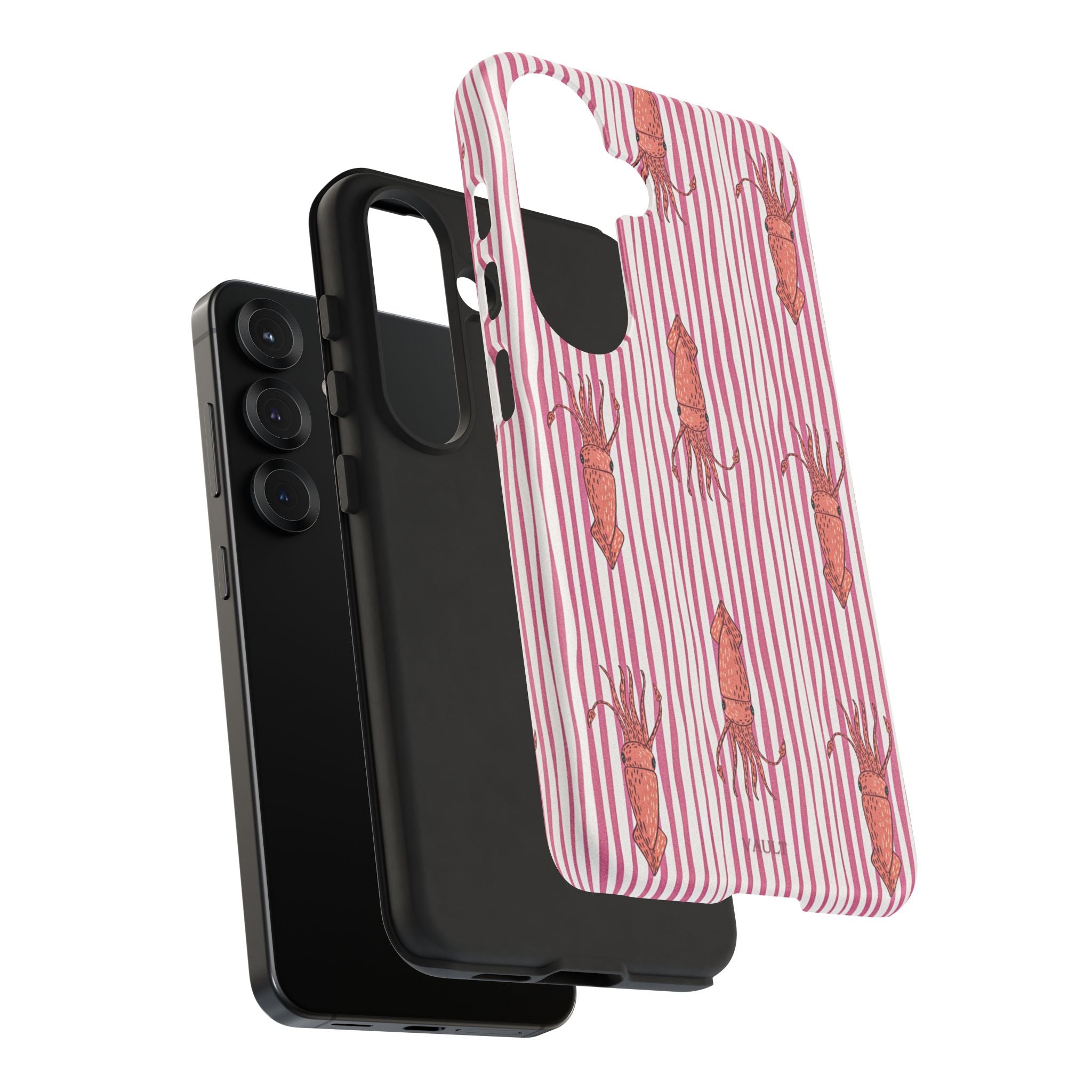Cover per telefono con striscia di calamaro — Fantasia rosa di creature marine