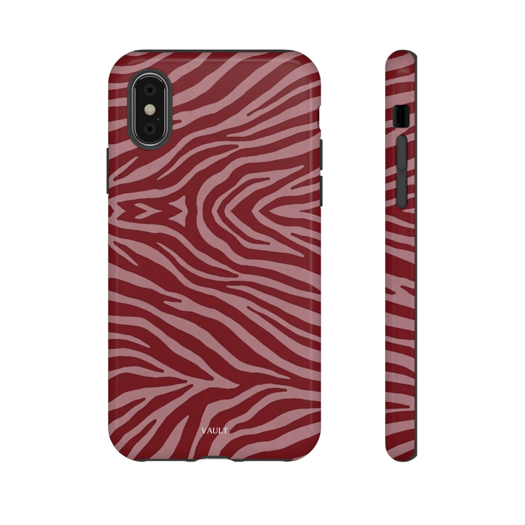 Cover robusta per telefono con stampa zebrata rossa