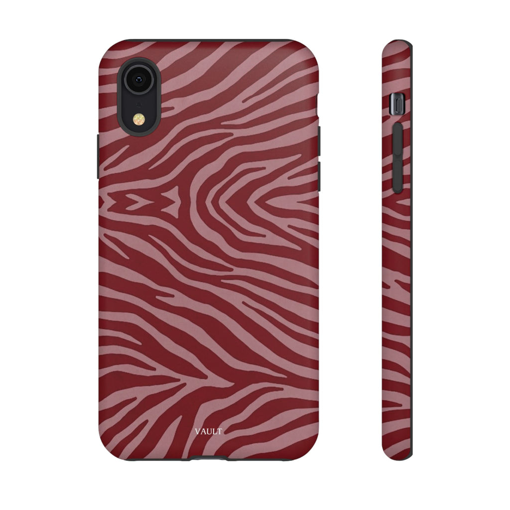 Cover robusta per telefono con stampa zebrata rossa