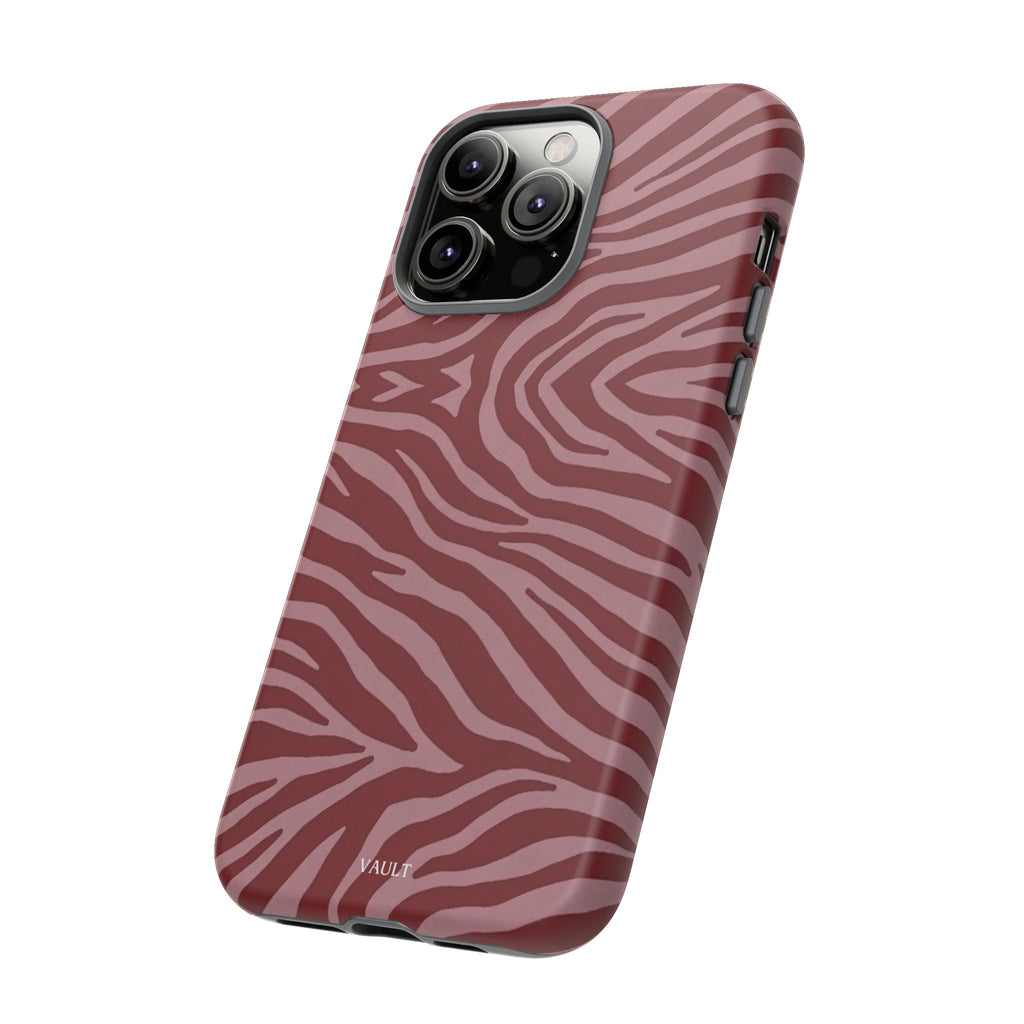 Cover robusta per telefono con stampa zebrata rossa