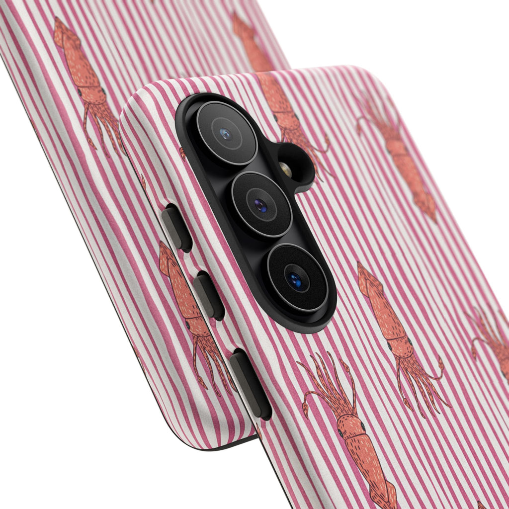 Cover per telefono con striscia di calamaro — Fantasia rosa di creature marine