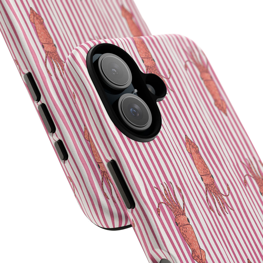 Cover per telefono con striscia di calamaro — Fantasia rosa di creature marine
