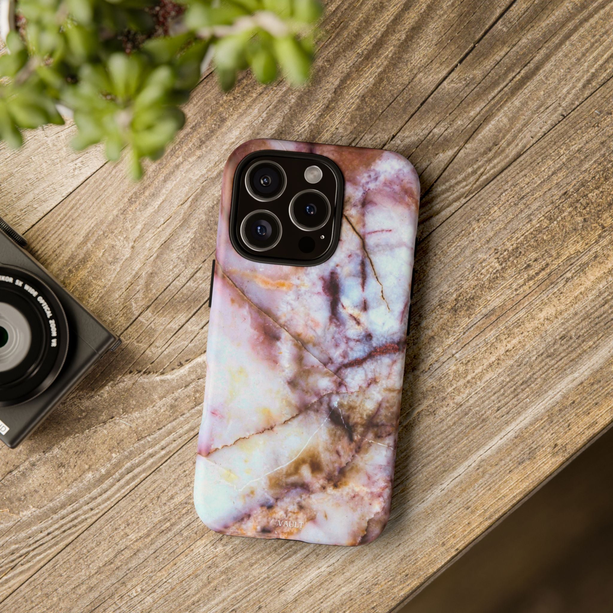 Marble Vein Tough Phone Case — Pink Quartz Protective Cover