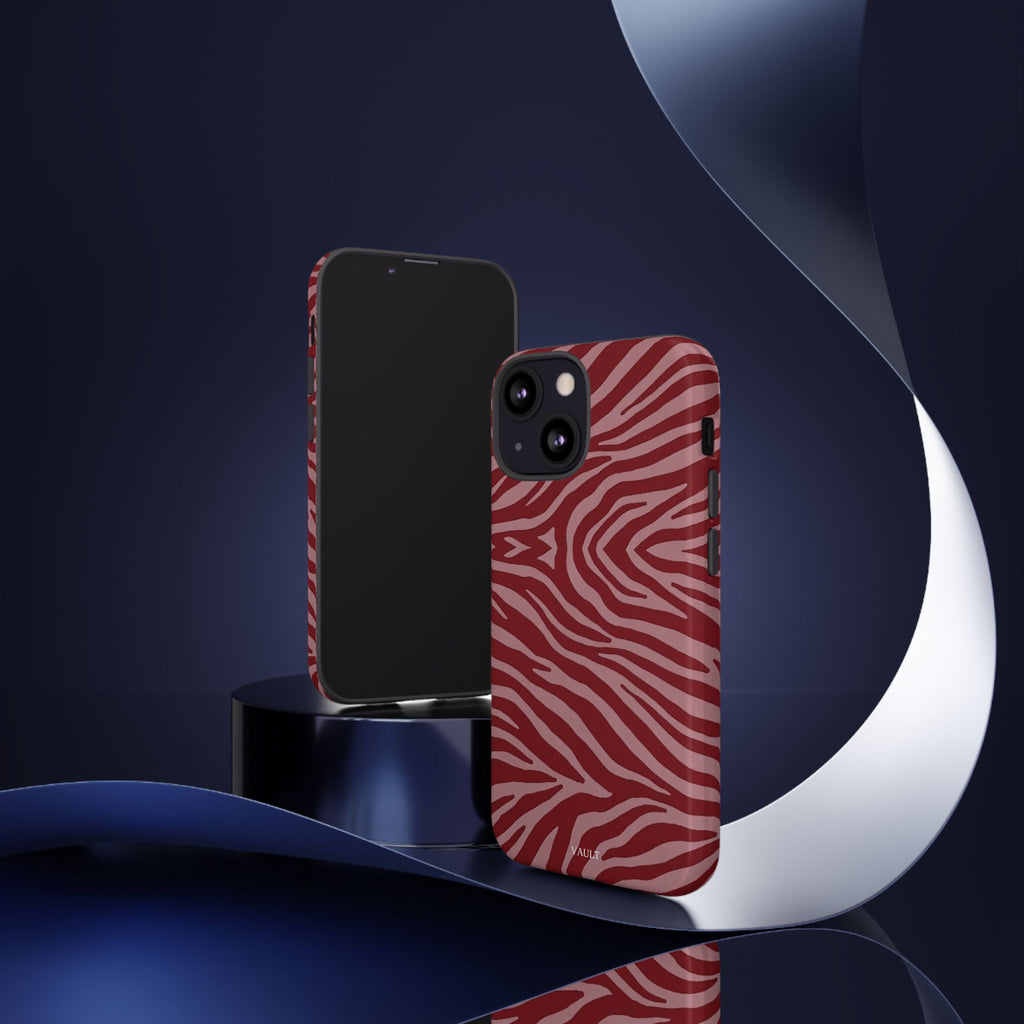 Cover robusta per telefono con stampa zebrata rossa