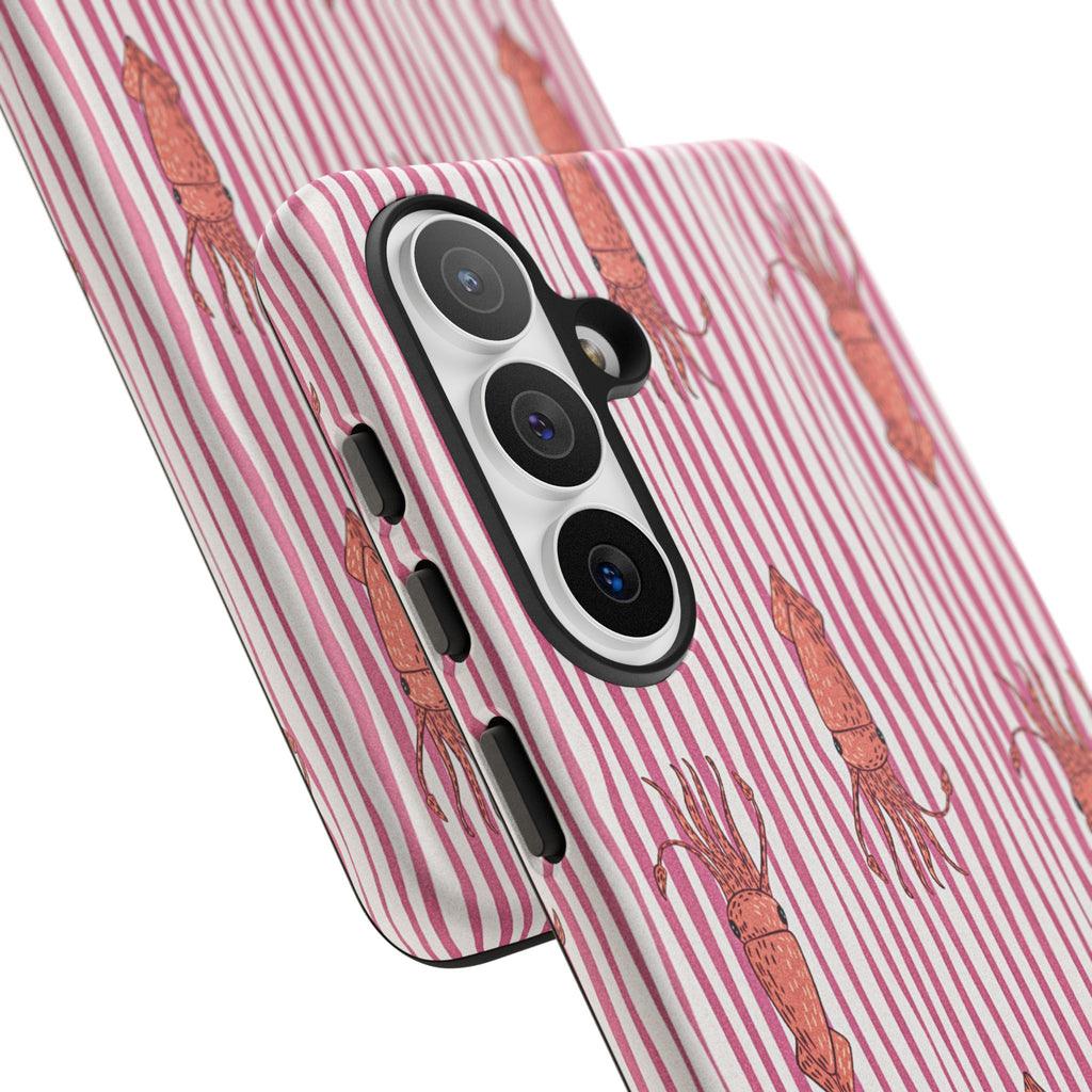 Cover per telefono con striscia di calamaro — Fantasia rosa di creature marine