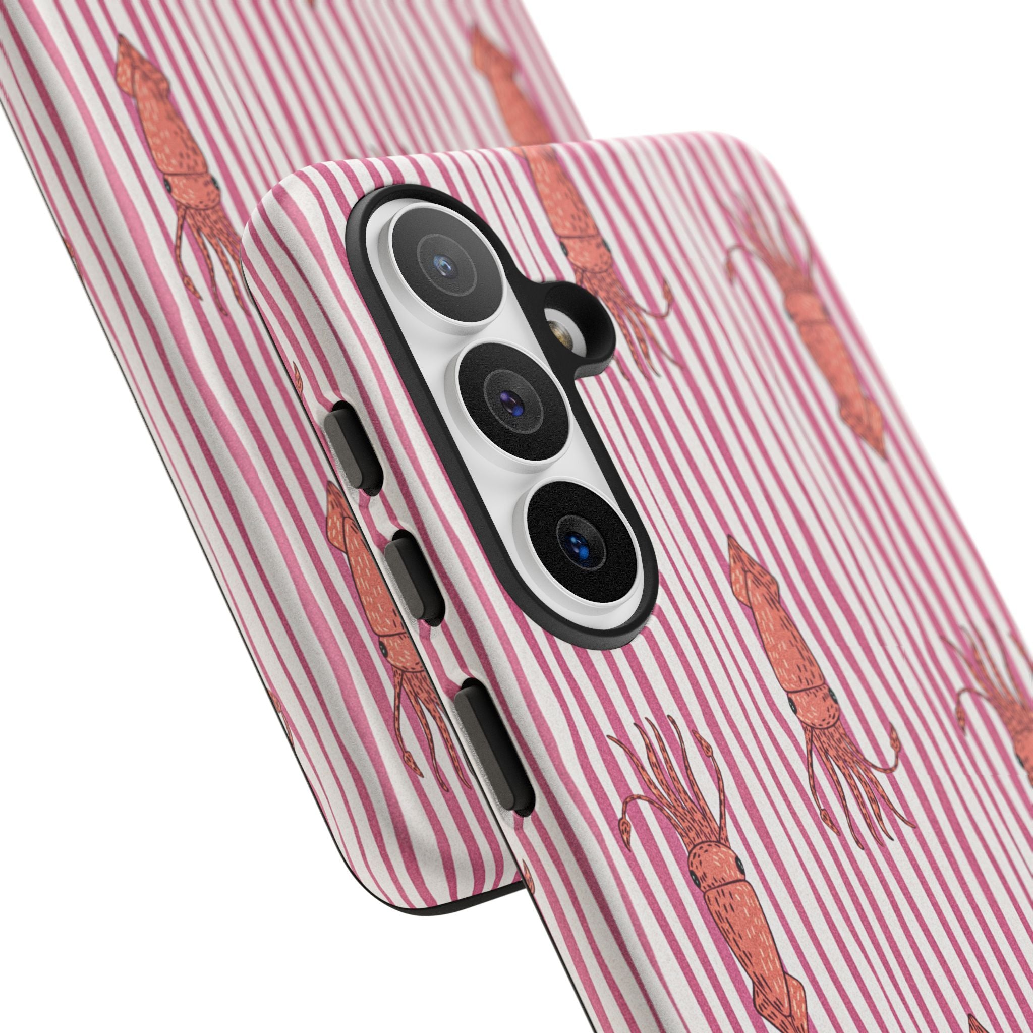 Cover per telefono con striscia di calamaro — Fantasia rosa di creature marine