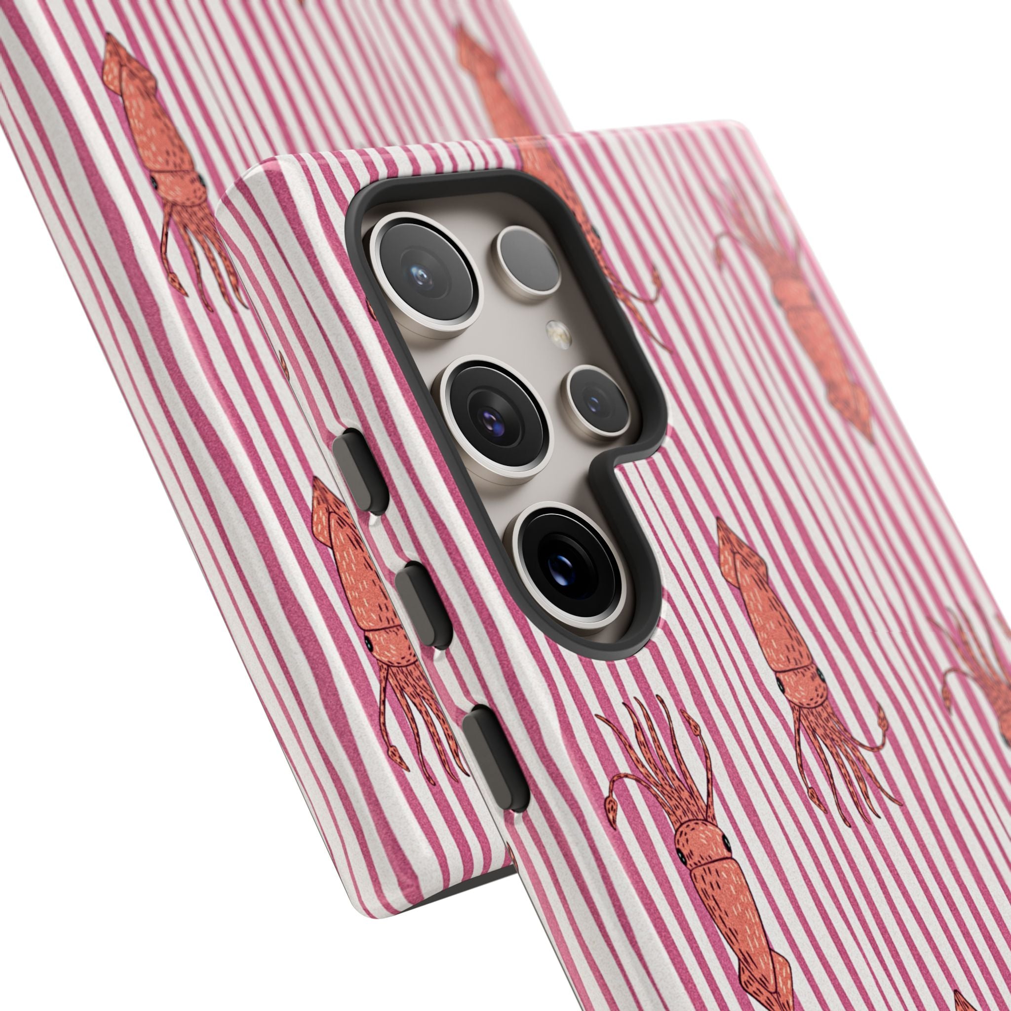 Cover per telefono con striscia di calamaro — Fantasia rosa di creature marine