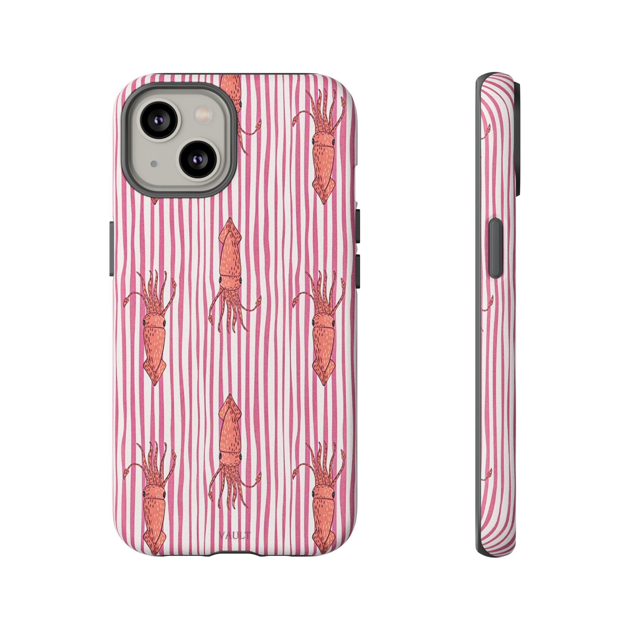 Cover per telefono con striscia di calamaro — Fantasia rosa di creature marine