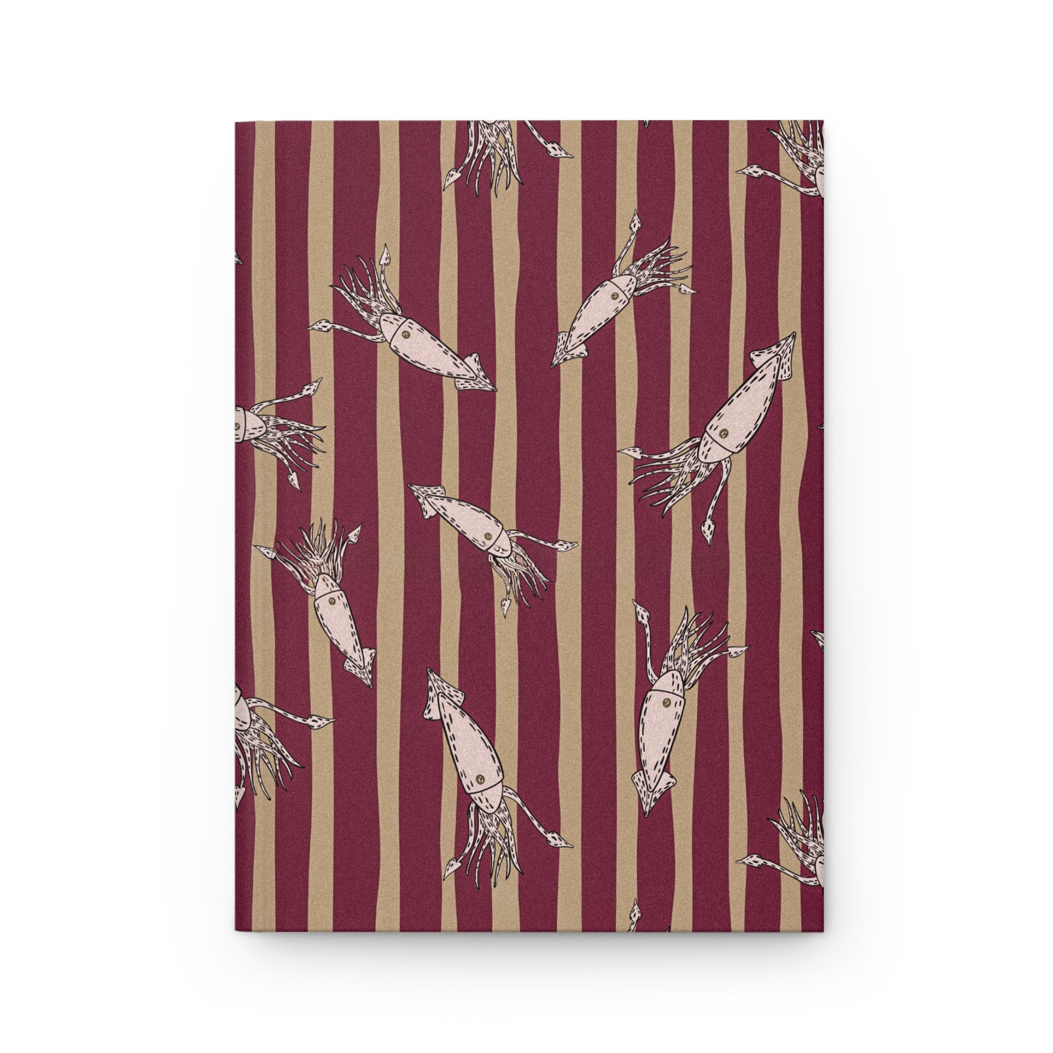 Diario rilegato — Fantasia gamberetti vintage su strisce bordeaux
