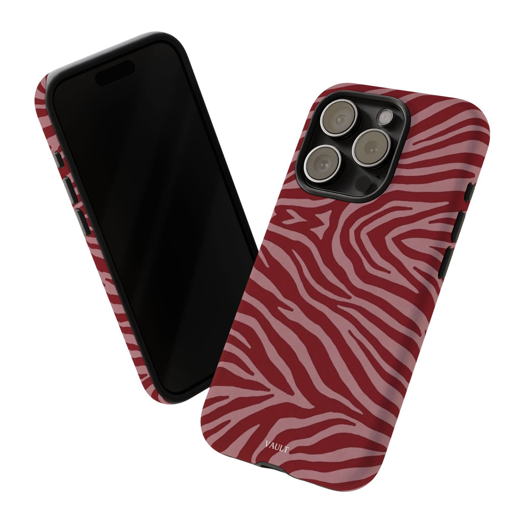 Cover robusta per telefono con stampa zebrata rossa
