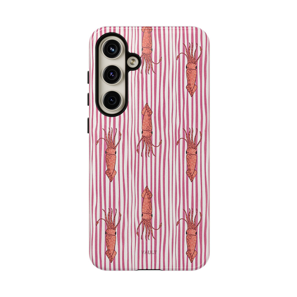 Cover per telefono con striscia di calamaro — Fantasia rosa di creature marine