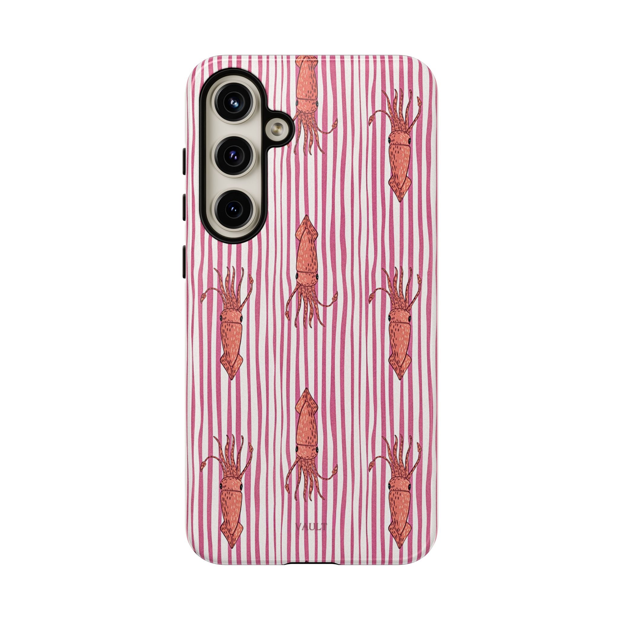 Cover per telefono con striscia di calamaro — Fantasia rosa di creature marine
