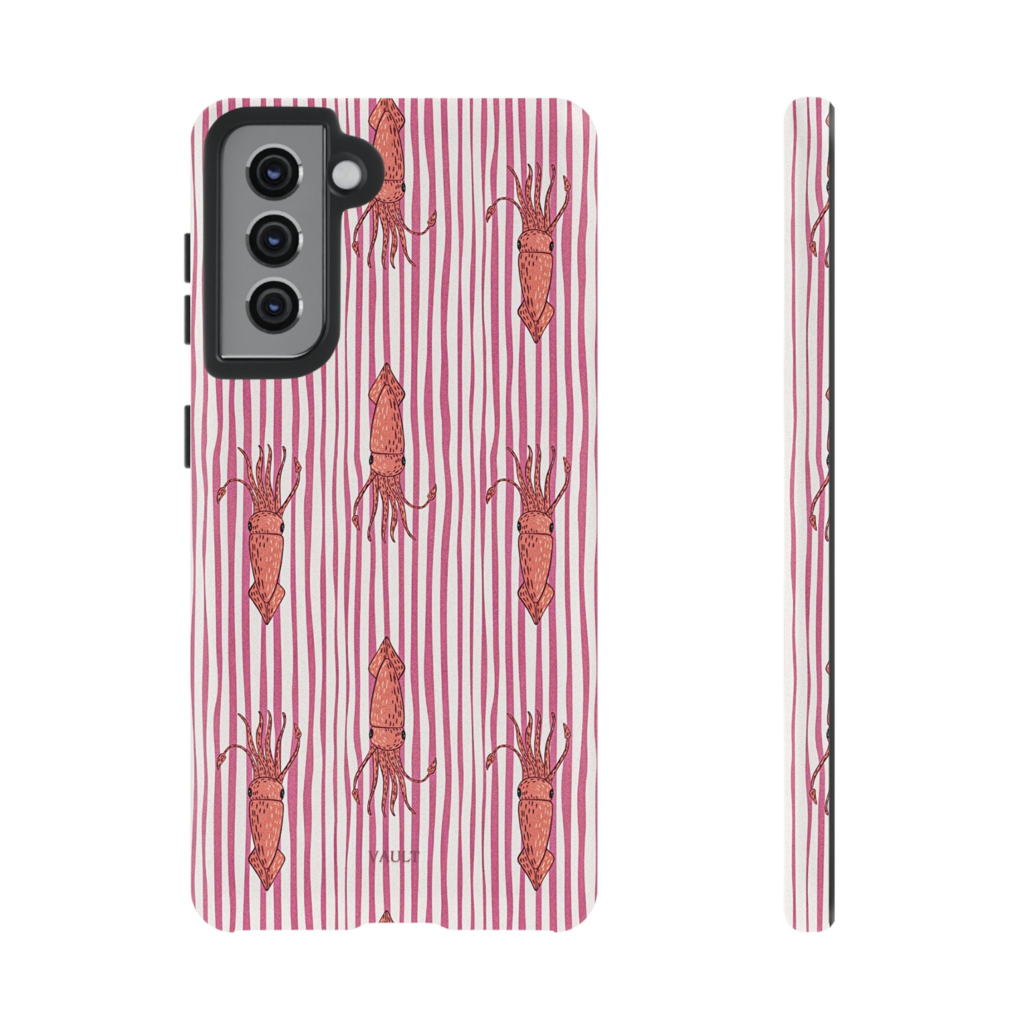 Cover per telefono con striscia di calamaro — Fantasia rosa di creature marine