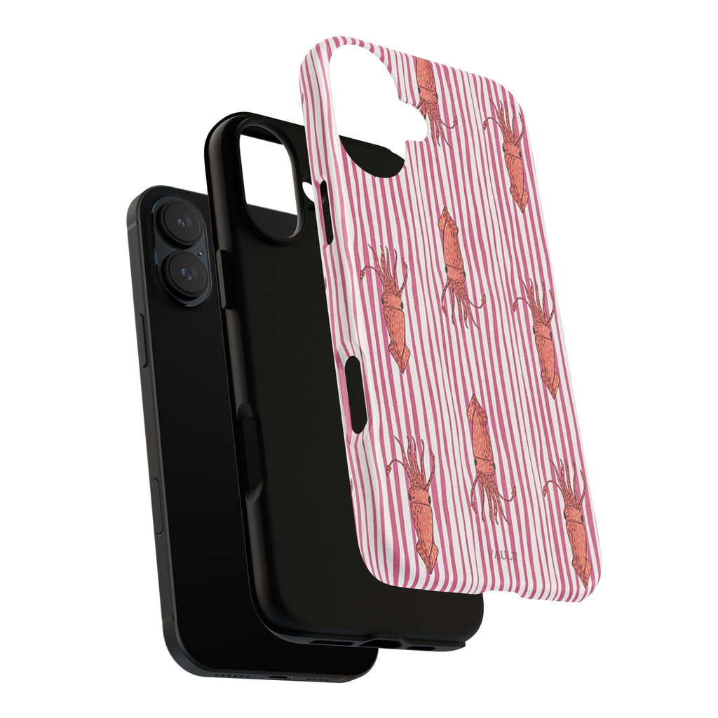 Cover per telefono con striscia di calamaro — Fantasia rosa di creature marine