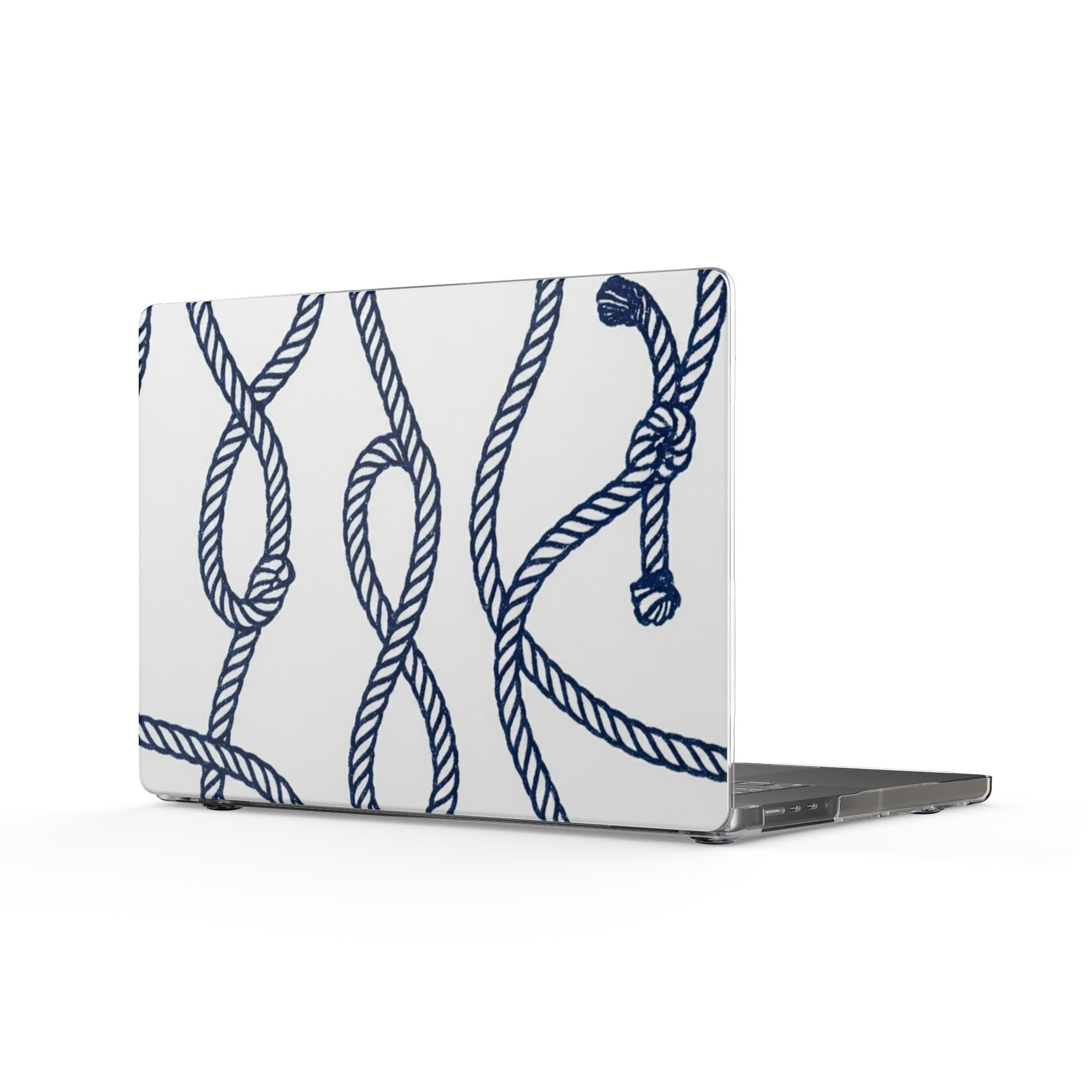 Nautical Rope MacBook Case — Blue Knots on White