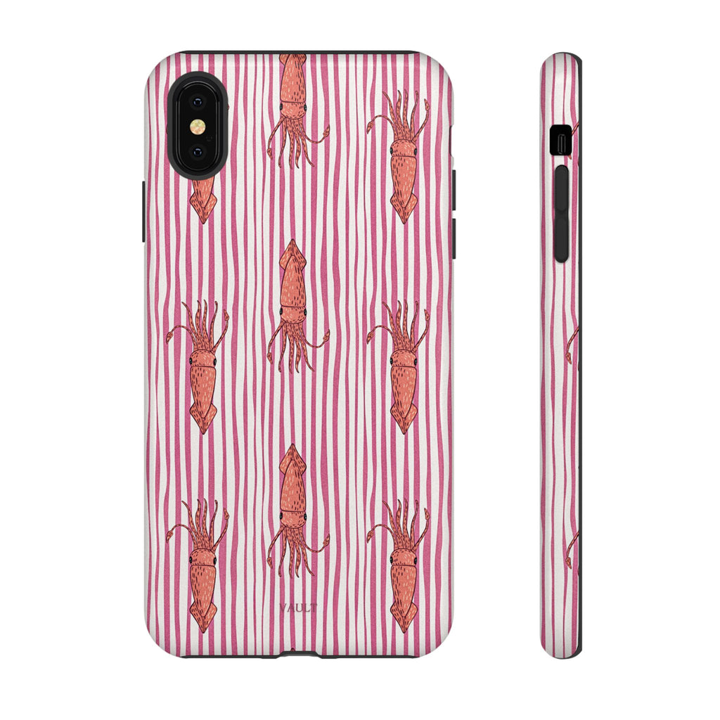 Cover per telefono con striscia di calamaro — Fantasia rosa di creature marine