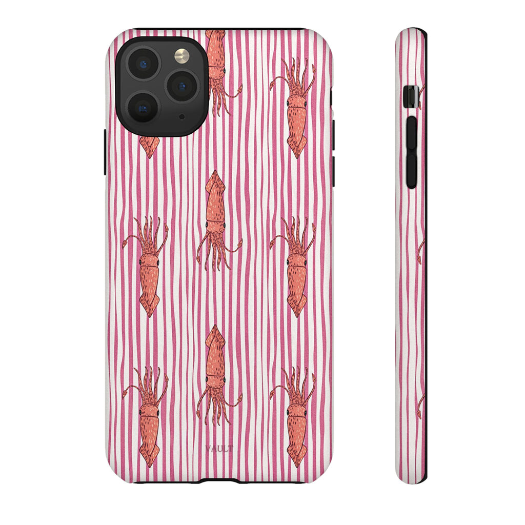 Cover per telefono con striscia di calamaro — Fantasia rosa di creature marine