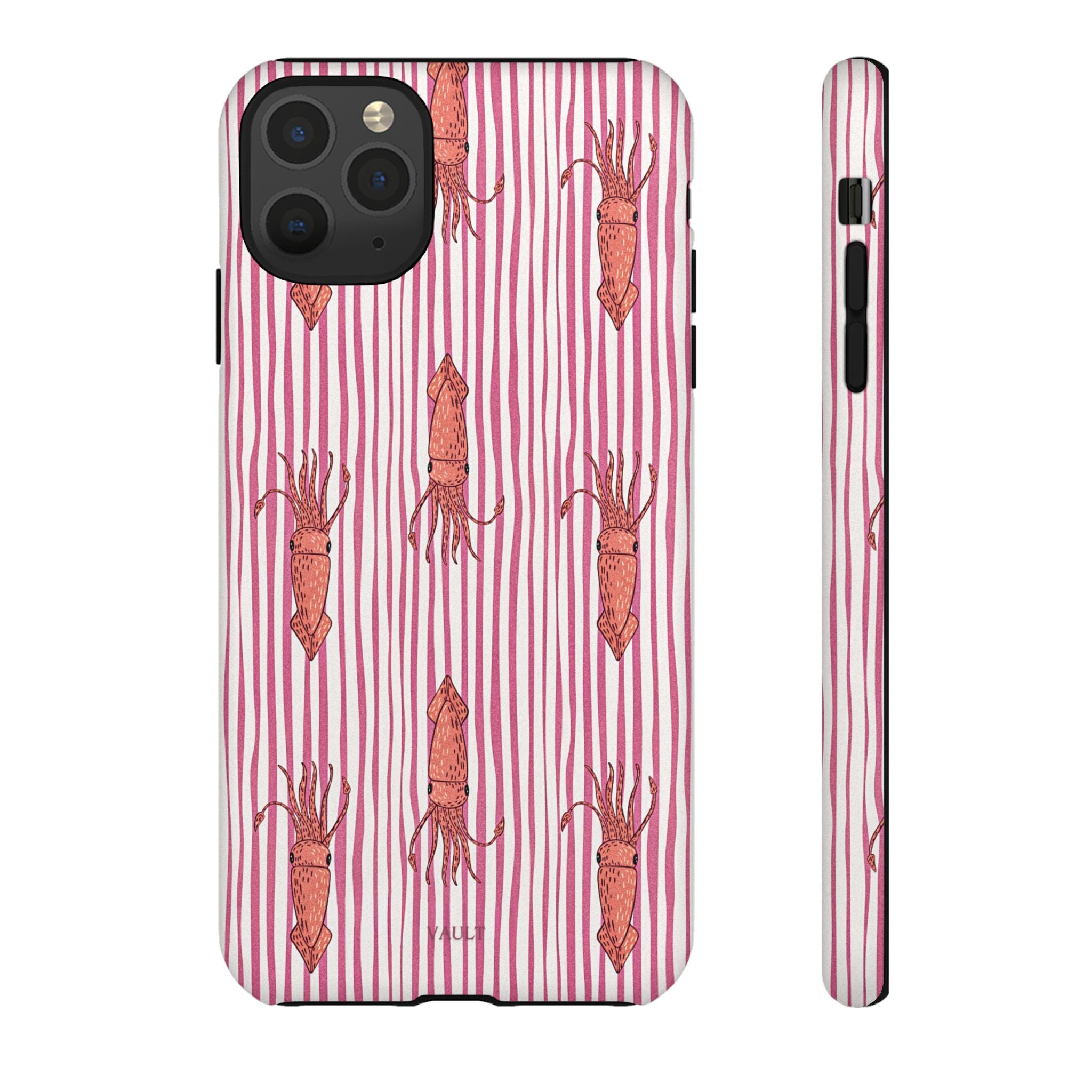 Cover per telefono con striscia di calamaro — Fantasia rosa di creature marine