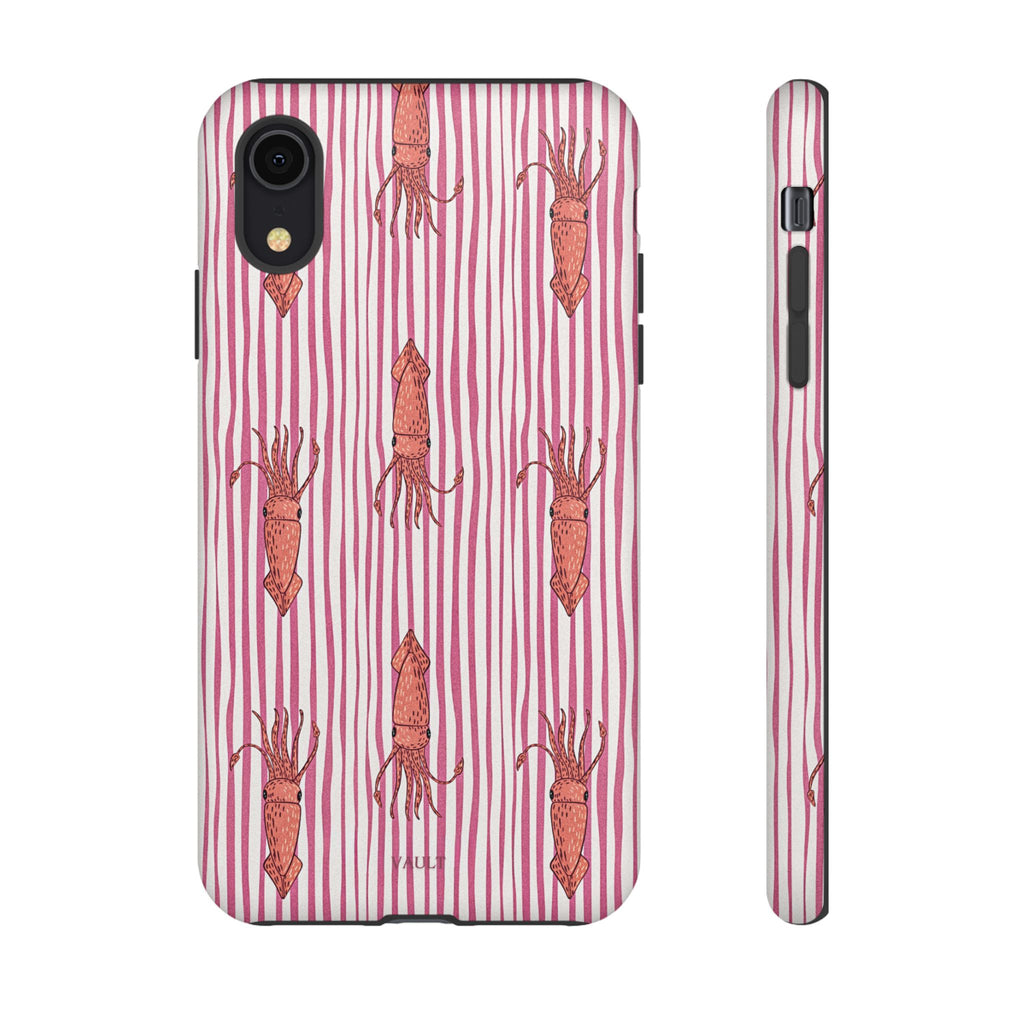 Cover per telefono con striscia di calamaro — Fantasia rosa di creature marine