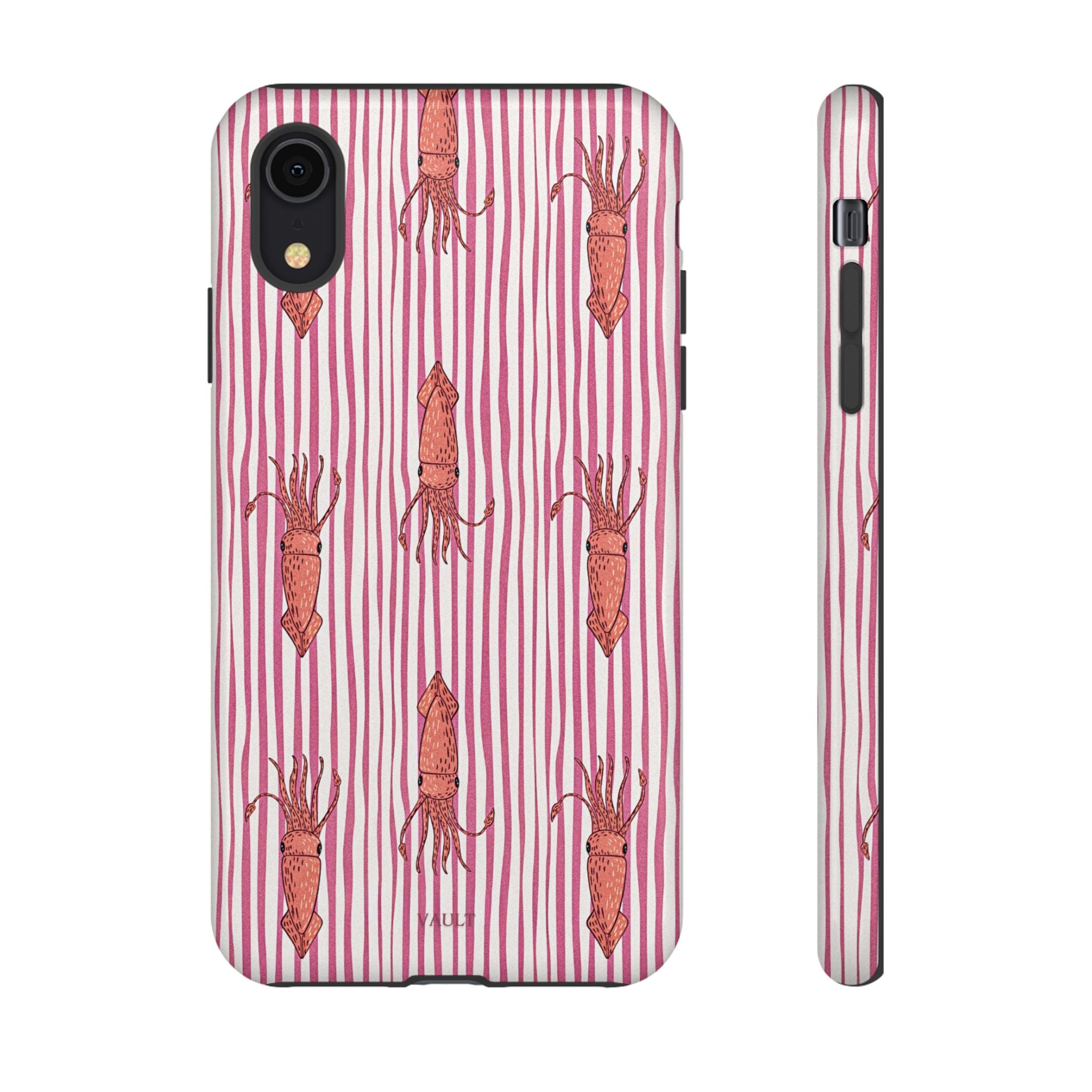 Cover per telefono con striscia di calamaro — Fantasia rosa di creature marine