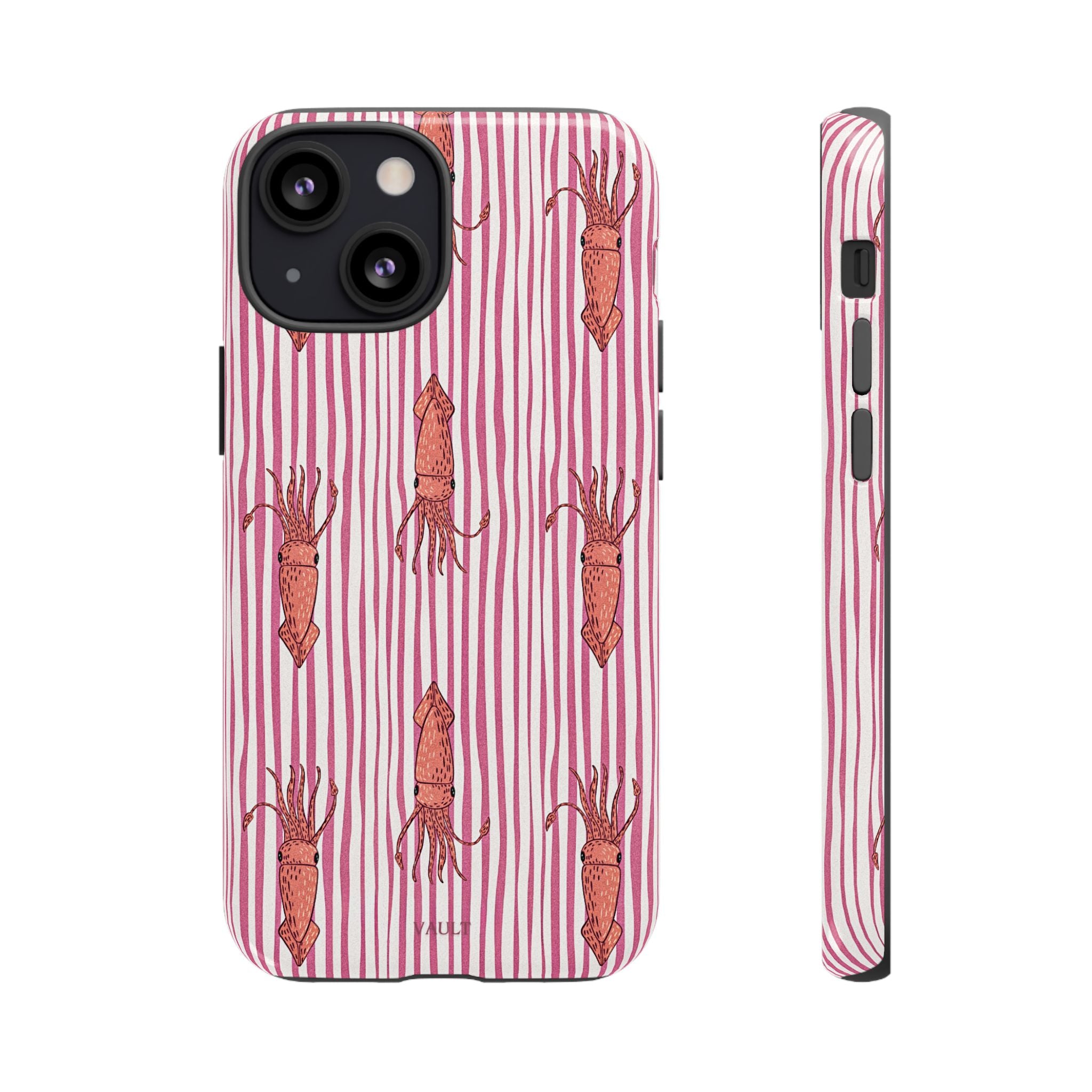 Cover per telefono con striscia di calamaro — Fantasia rosa di creature marine