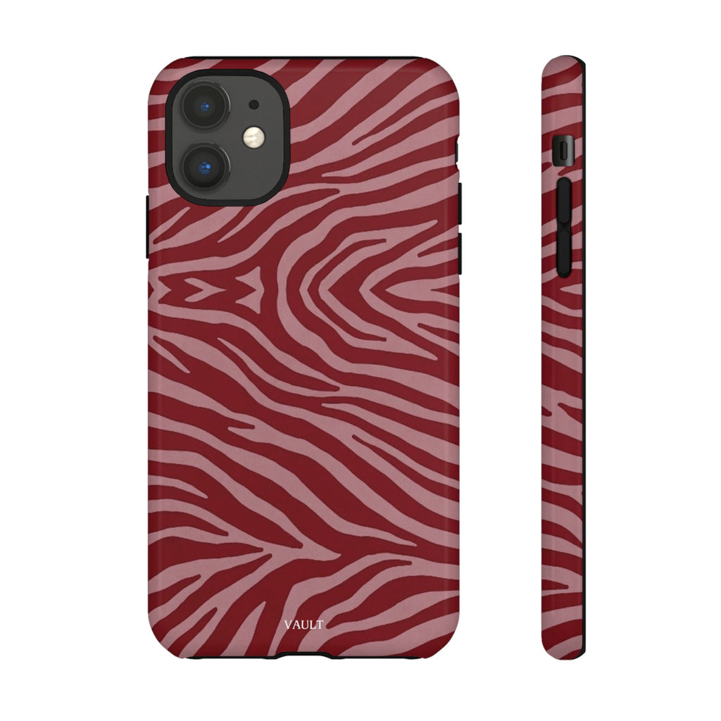 Cover robusta per telefono con stampa zebrata rossa