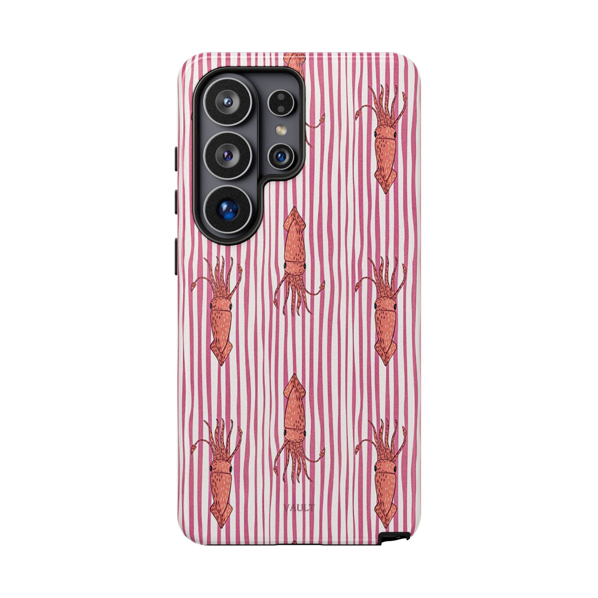 Cover per telefono con striscia di calamaro — Fantasia rosa di creature marine