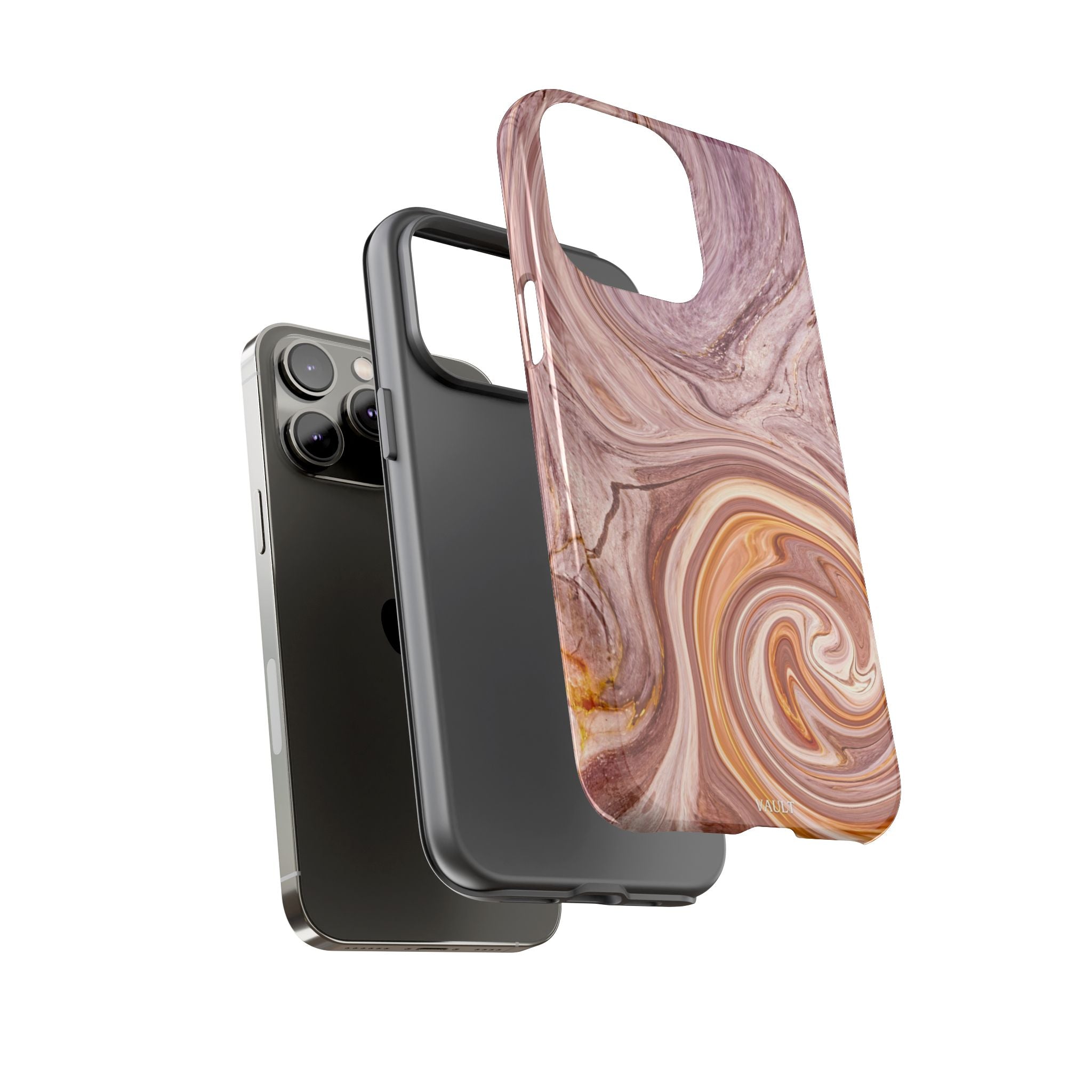 Marble Swirl Phone Case — Pink & Gold Abstract Tough Case