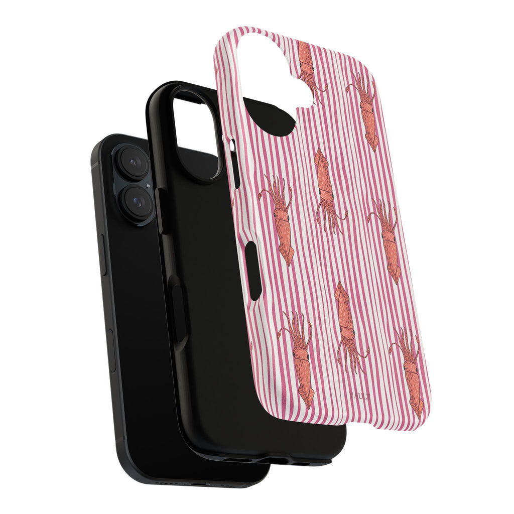 Cover per telefono con striscia di calamaro — Fantasia rosa di creature marine