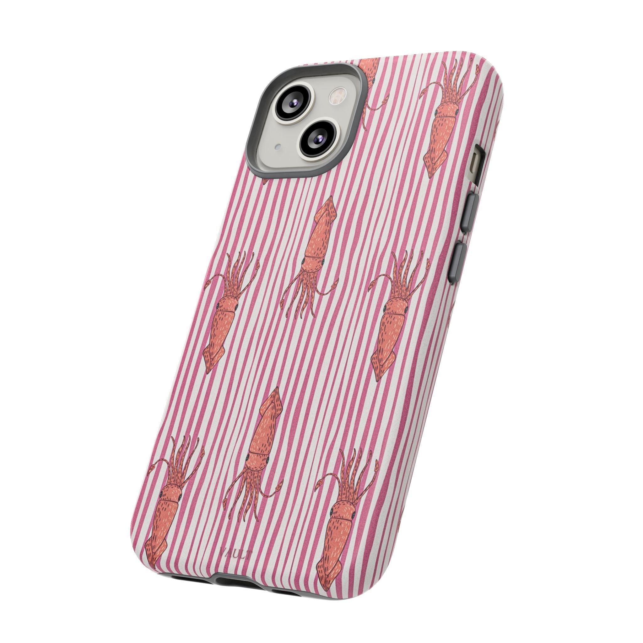 Cover per telefono con striscia di calamaro — Fantasia rosa di creature marine