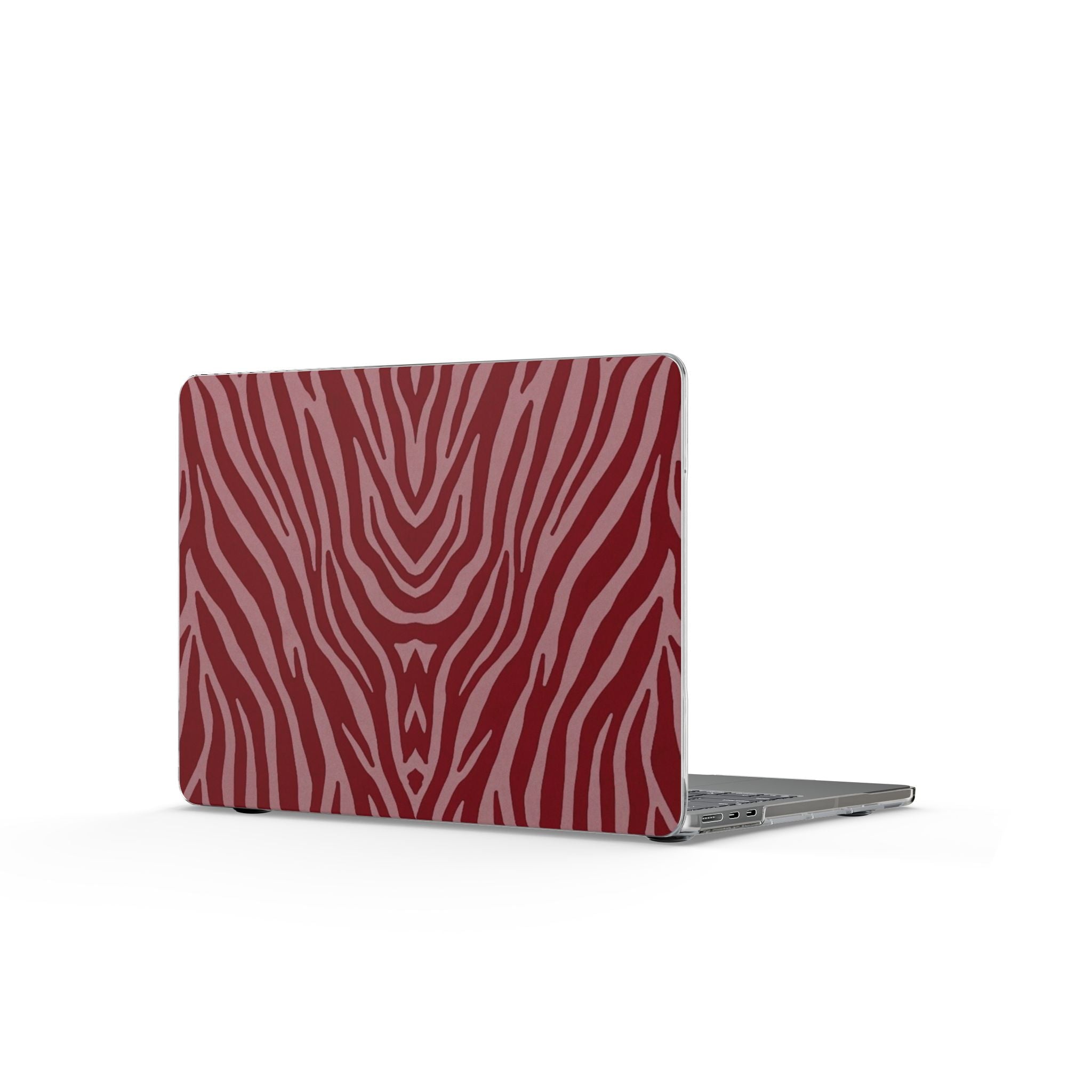 Maroon Zebra Pattern MacBook Case — Red Animal Print Laptop Cover