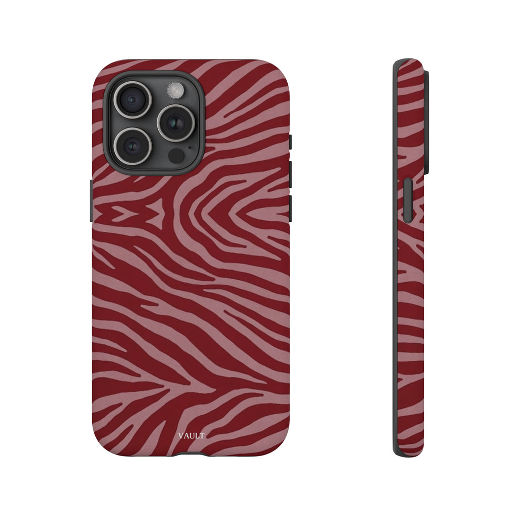 Cover robusta per telefono con stampa zebrata rossa