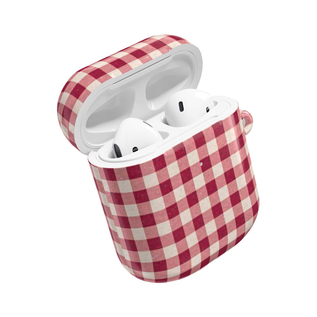 Plaid AirPod Case — Red Buffalo Check Protective Cover