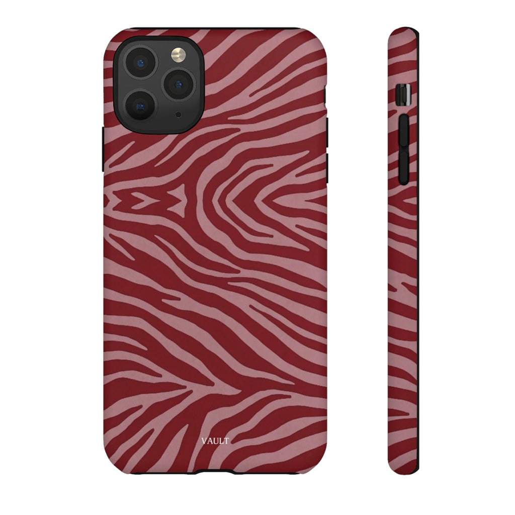 Cover robusta per telefono con stampa zebrata rossa