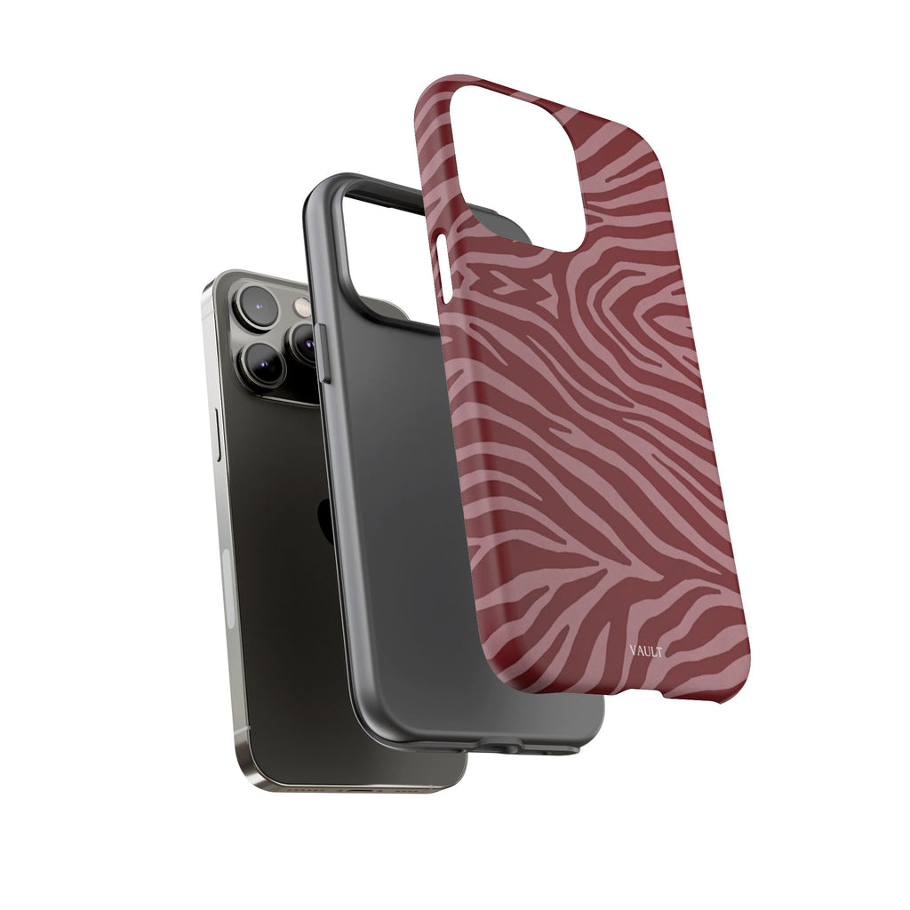Cover robusta per telefono con stampa zebrata rossa