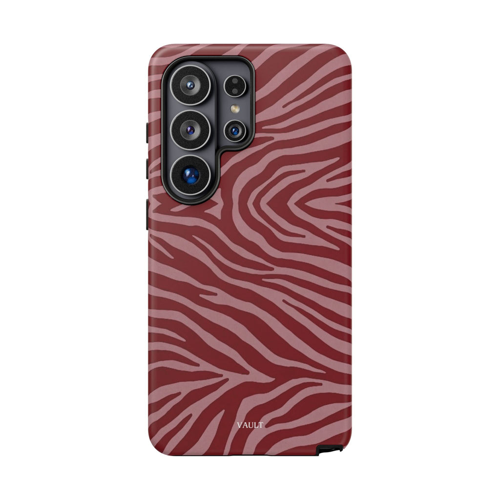 Cover robusta per telefono con stampa zebrata rossa