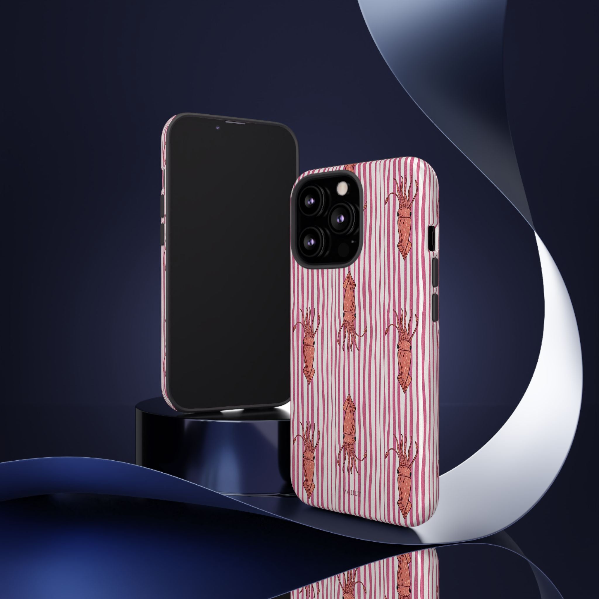 Cover per telefono con striscia di calamaro — Fantasia rosa di creature marine