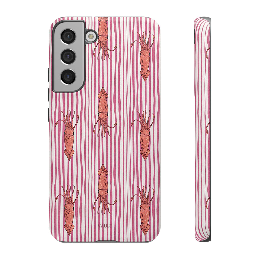 Cover per telefono con striscia di calamaro — Fantasia rosa di creature marine