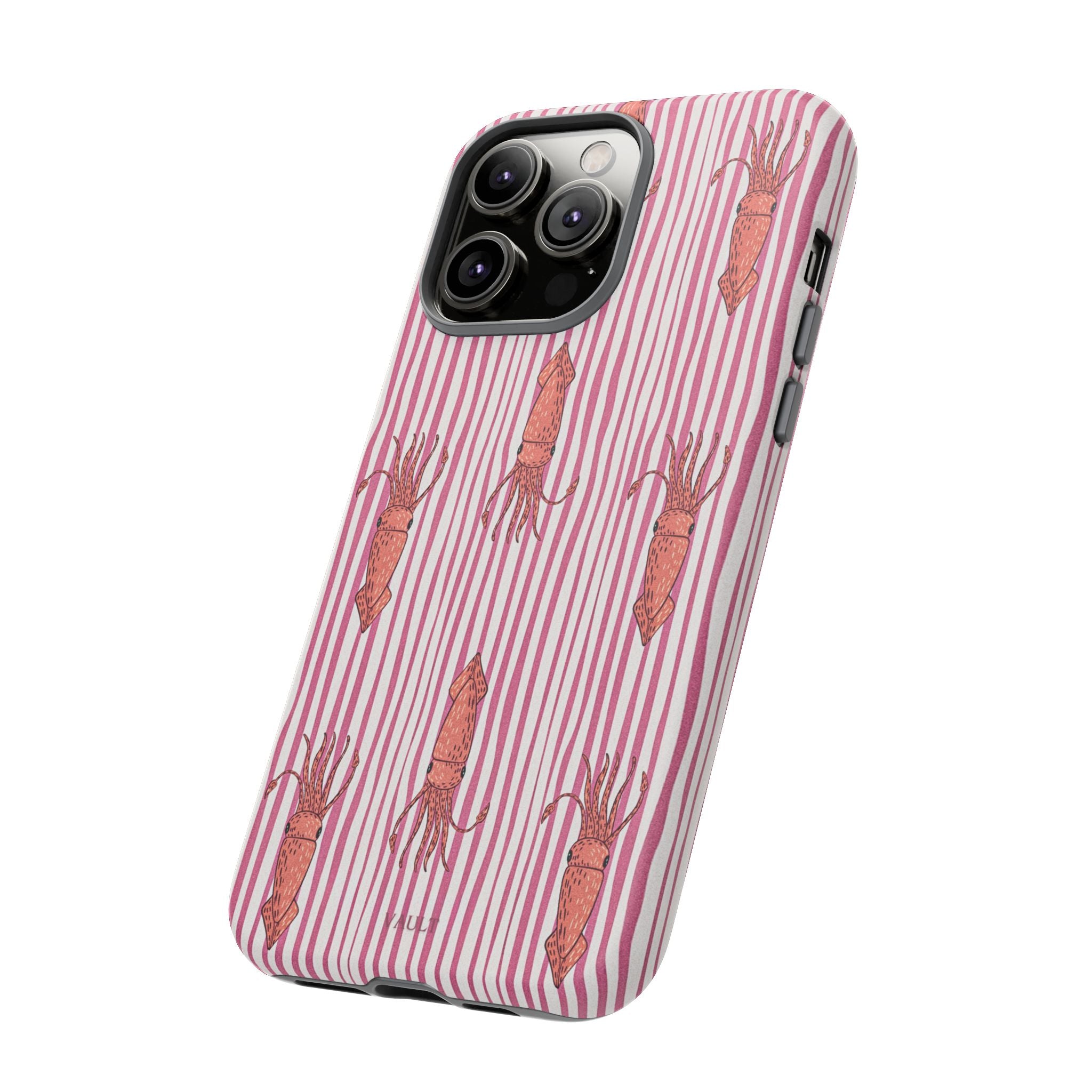 Cover per telefono con striscia di calamaro — Fantasia rosa di creature marine