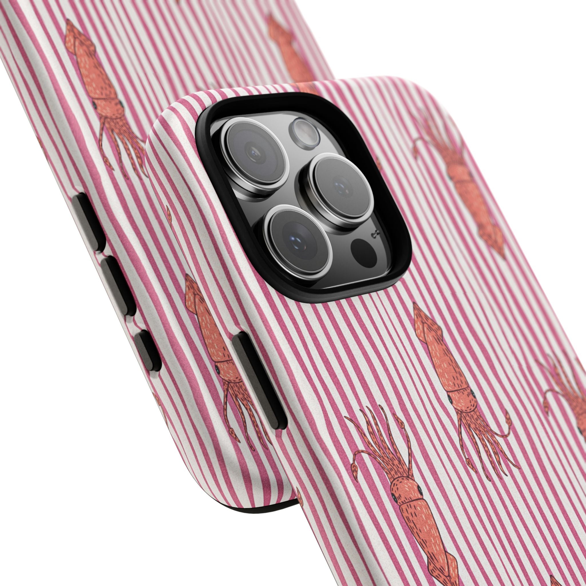 Cover per telefono con striscia di calamaro — Fantasia rosa di creature marine