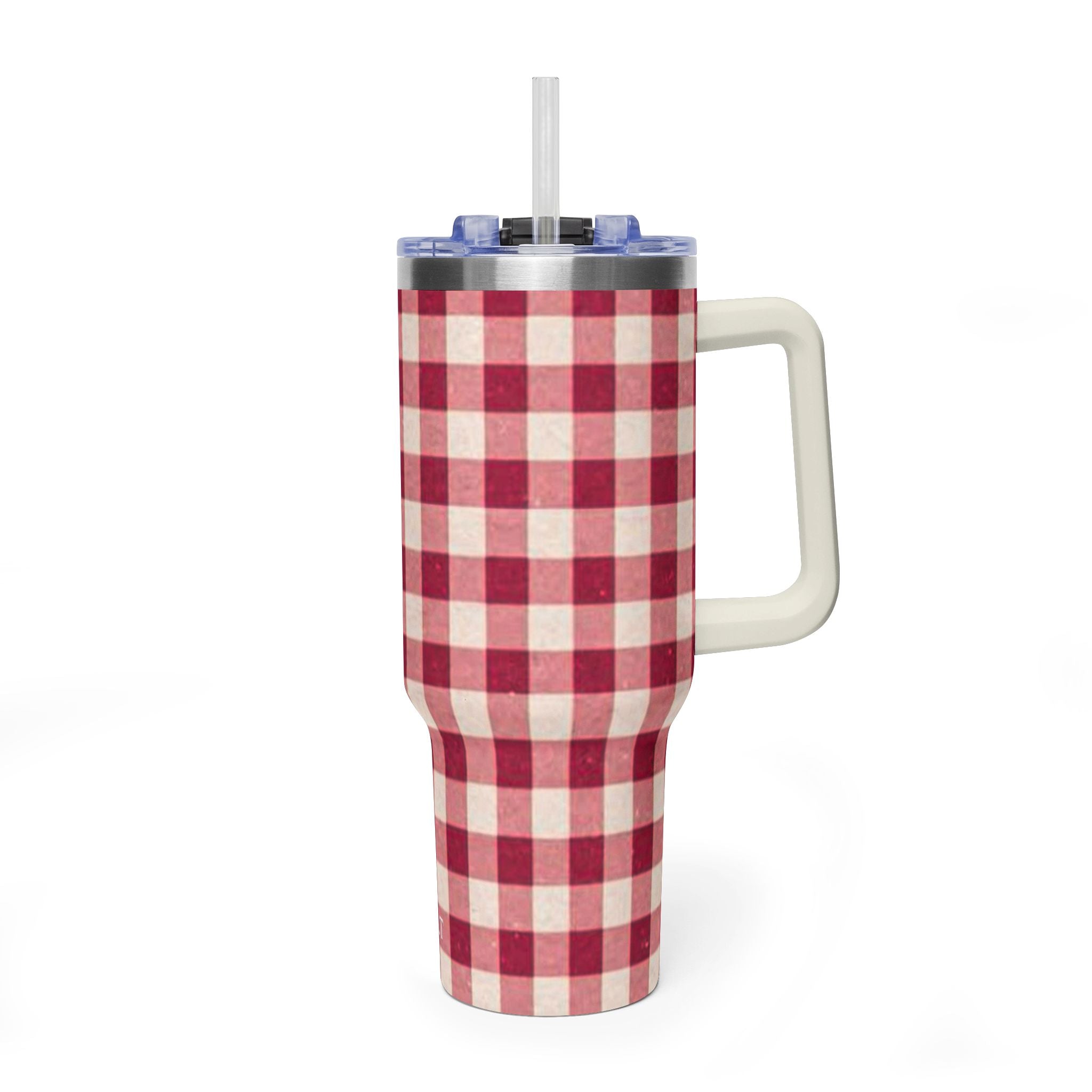 40oz Vacuum Tumbler — Red Buffalo Plaid Insulated Travel Mug